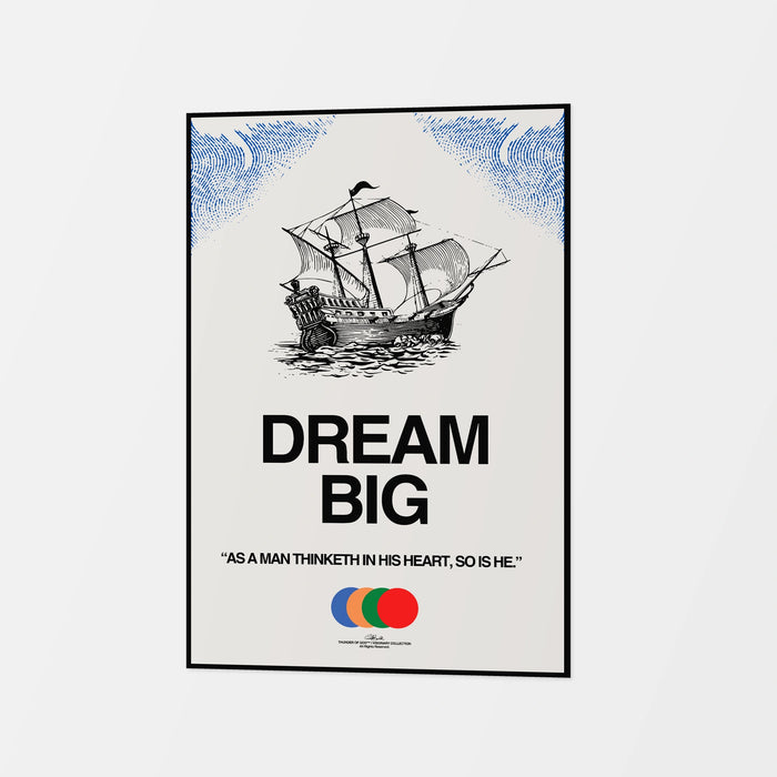 Dream Big 24 by 36 inch canvas design with a sailing ship and bold lettering