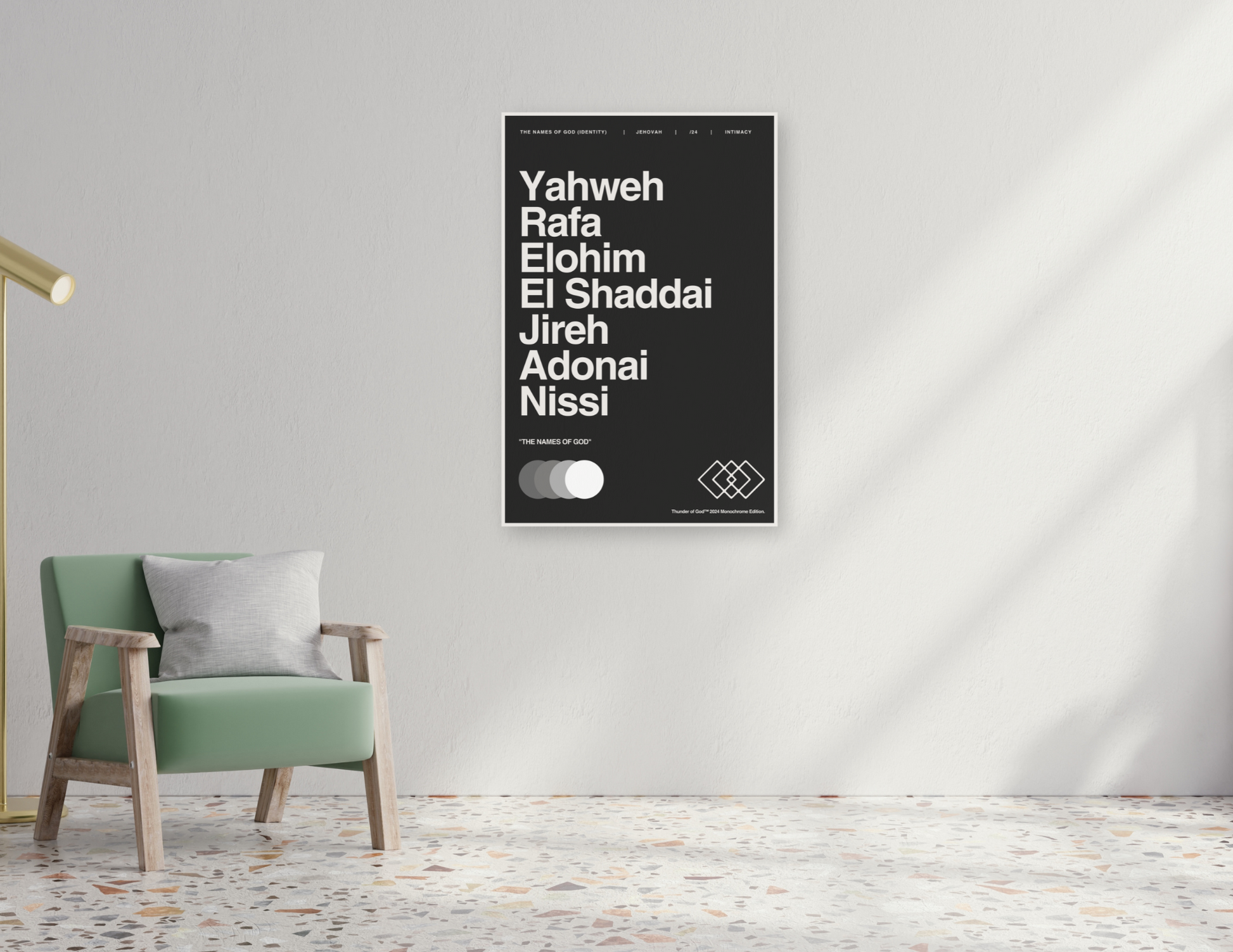 The Names of God, Black Background, Christian Wall Art - Canvas