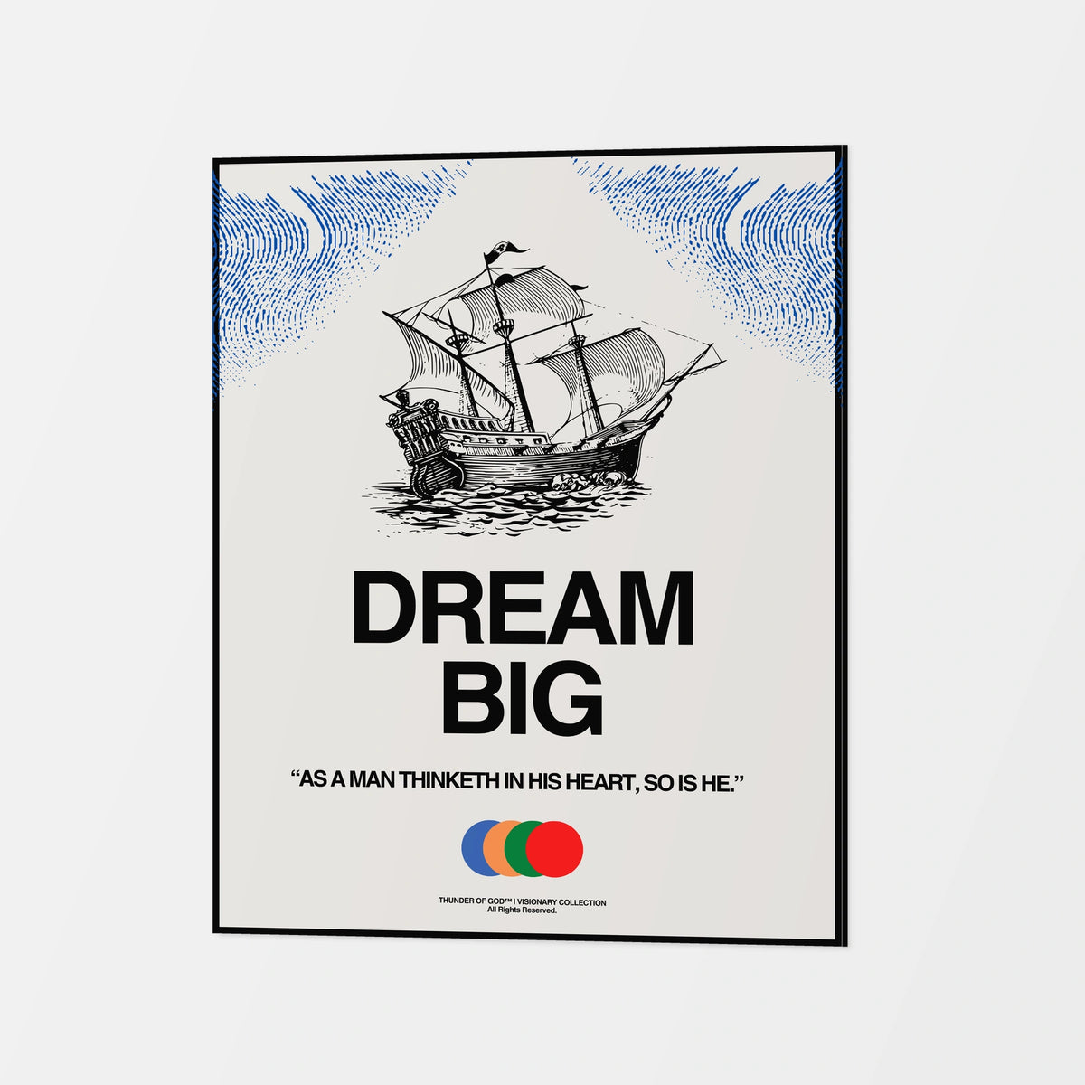 Dream Big 11 by 14 inch canvas design with a sailing ship and bold lettering