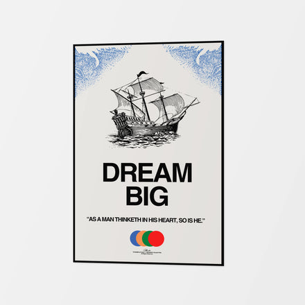 Dream Big 24 by 36 inch canvas design with a sailing ship and bold lettering